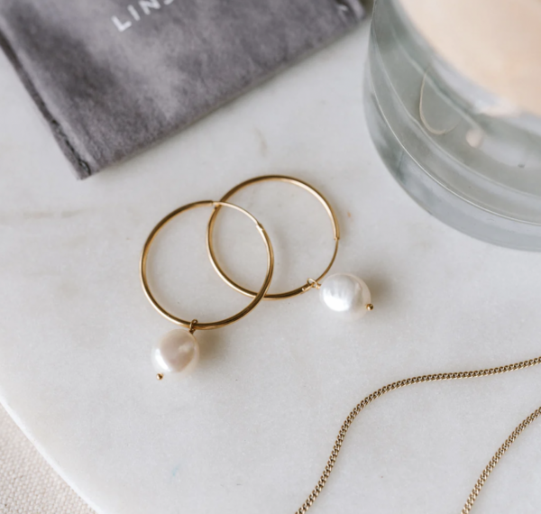 Hoop Earrings with Pearl - Rebecca