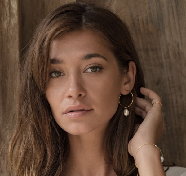 Hoop Earrings with Pearl - Rebecca